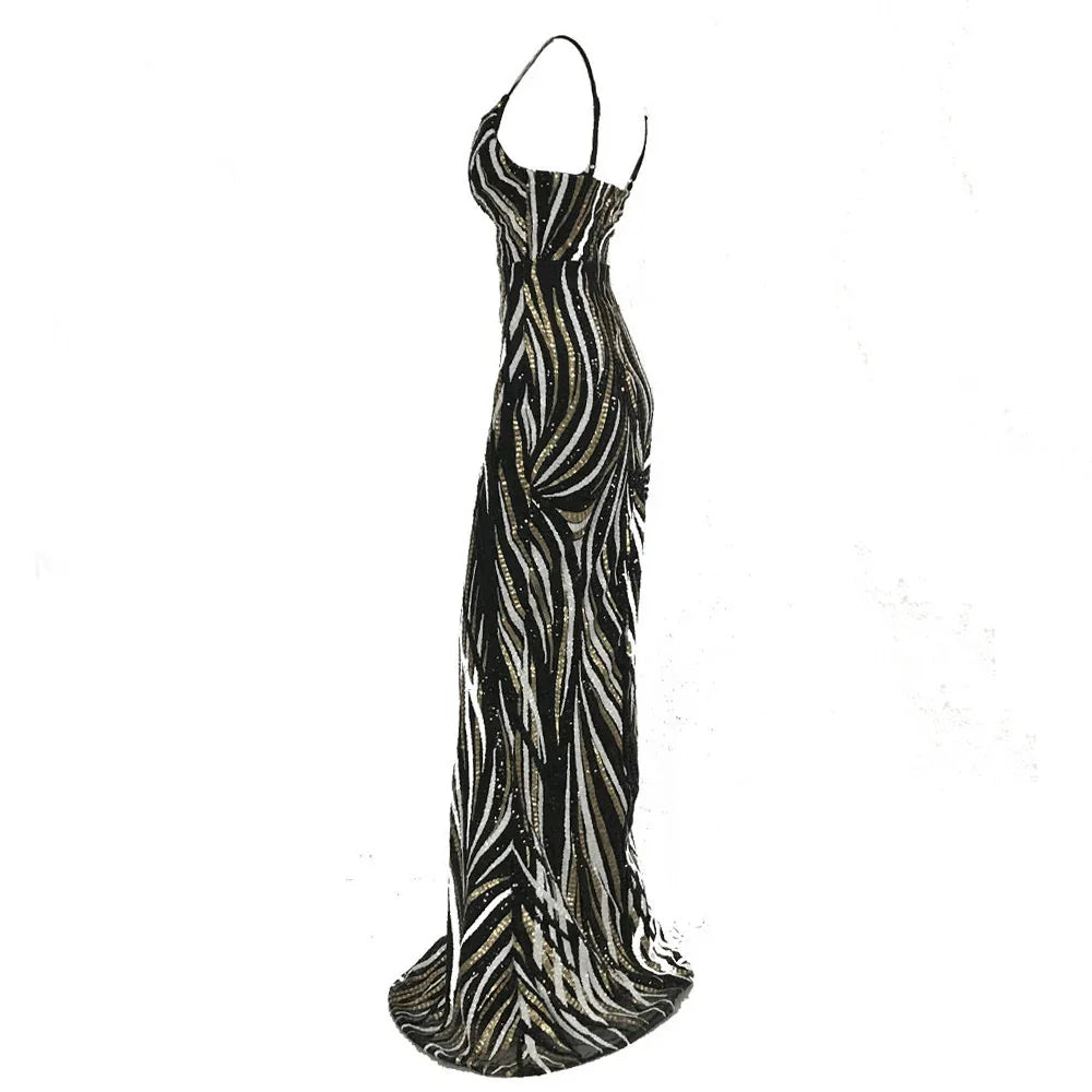Sling Strapless Back Sequined Mermaid Evening Dress - VAleG