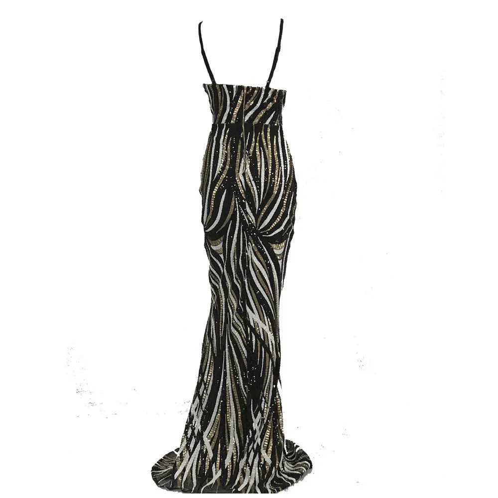 Sling Strapless Back Sequined Mermaid Evening Dress - VAleG