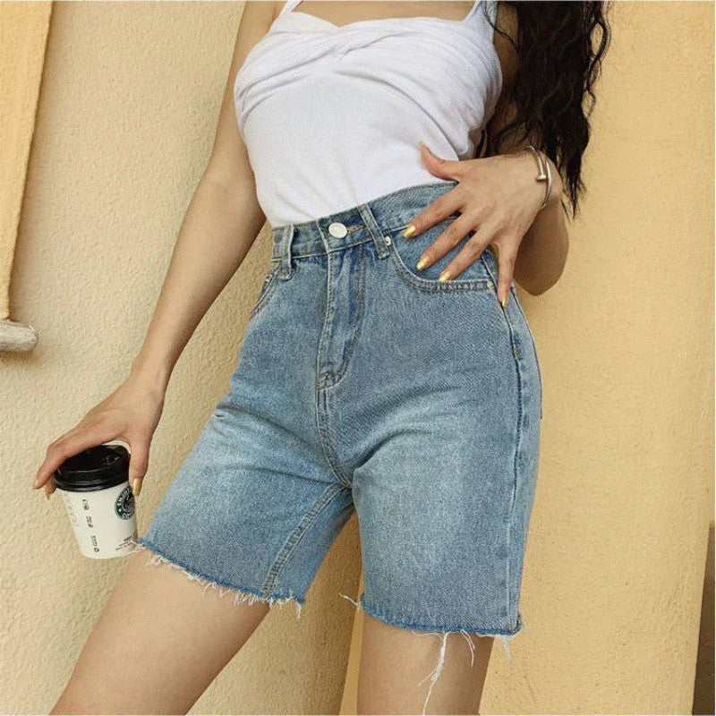 High Waist Five-point Simple Retro Slim Riding Pants - VAleG