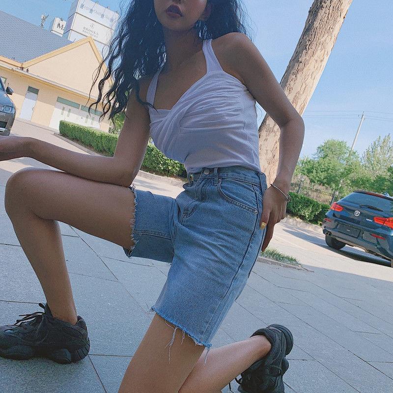 High Waist Five-point Simple Retro Slim Riding Pants - VAleG