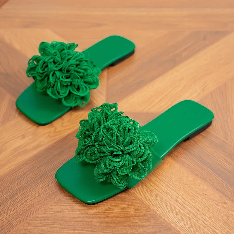 New Fashion All-match Flower Flat Slippers - VAleG
