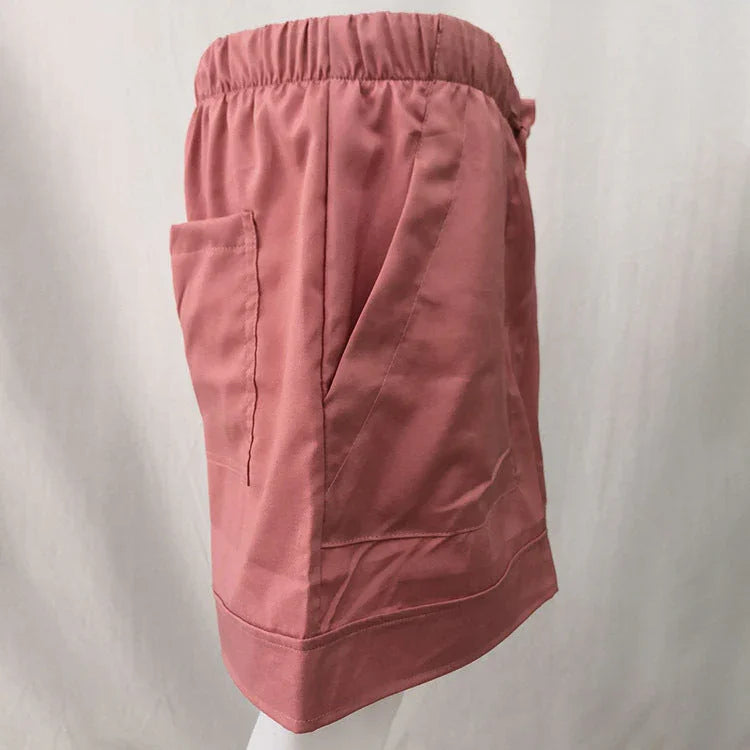Wide leg loose high waist elastic lace-up shorts - VAleG