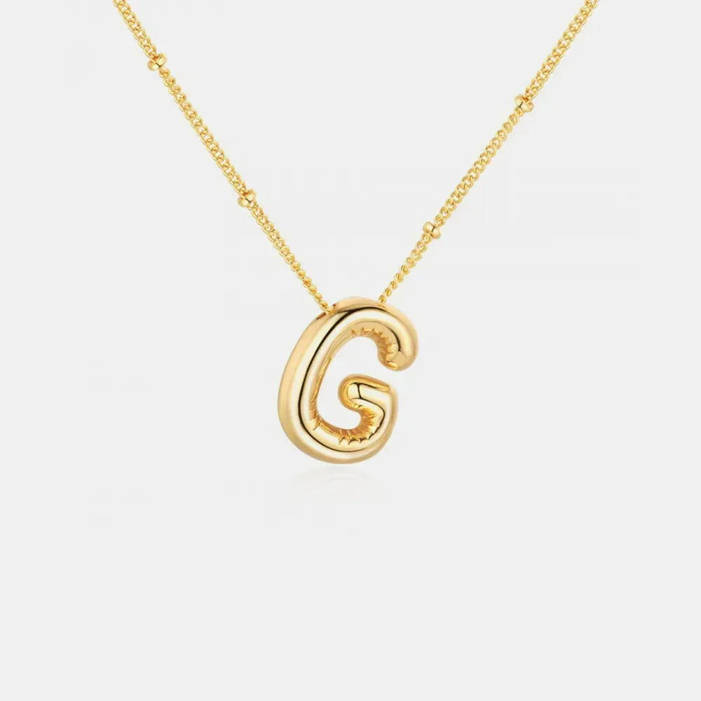 Gold-Plated Bubble Initial Necklace - VAleG