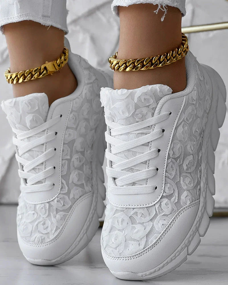 Three-dimensional Rose Mesh Casual Sneaker - VAleG