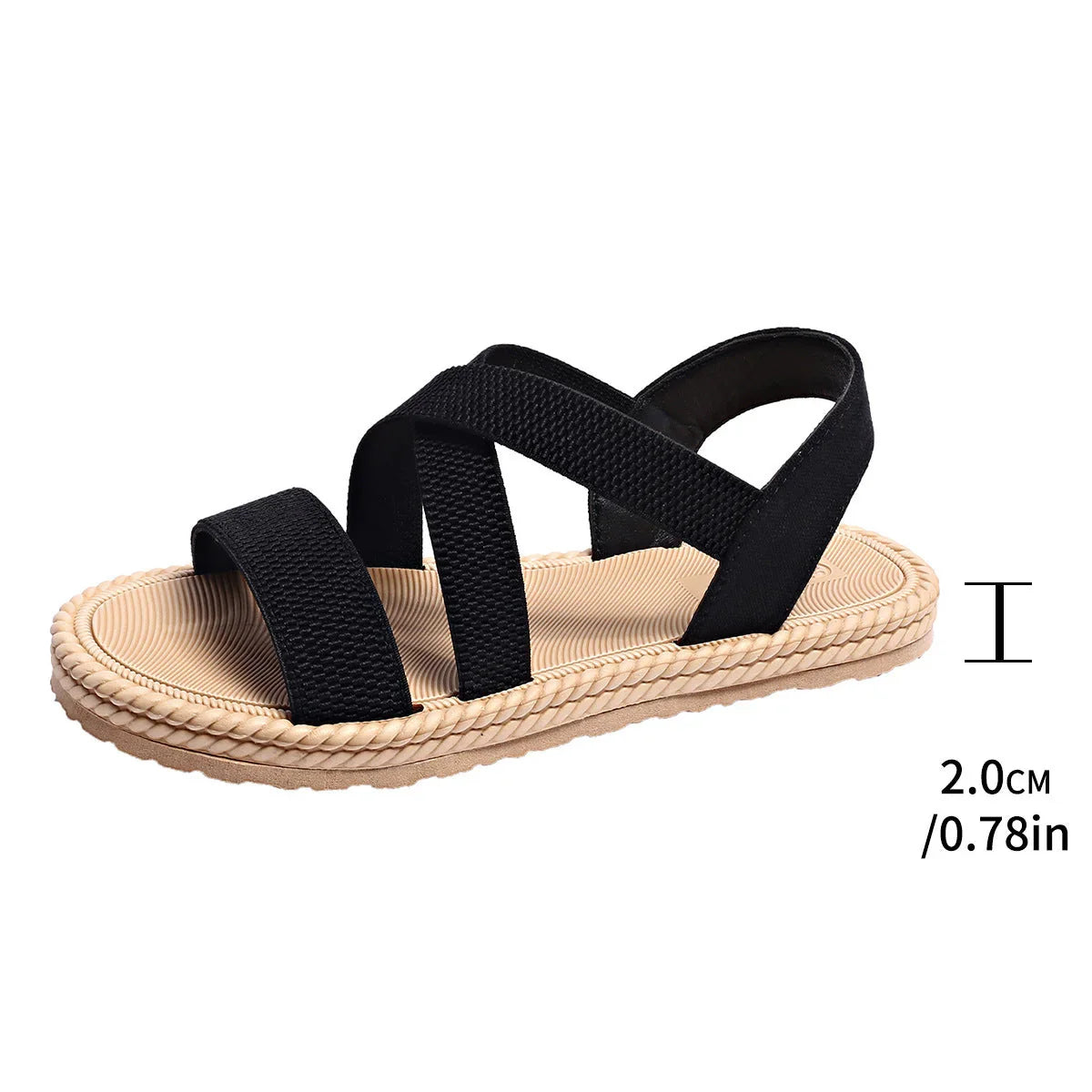 Women's Elastic Band Casual Student Plus Size Beach Roman Sandals - VAleG