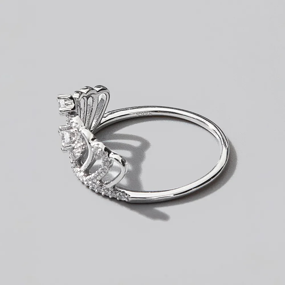 Crown Shape Zircon 925 Sterling Silver Ring - VAleG