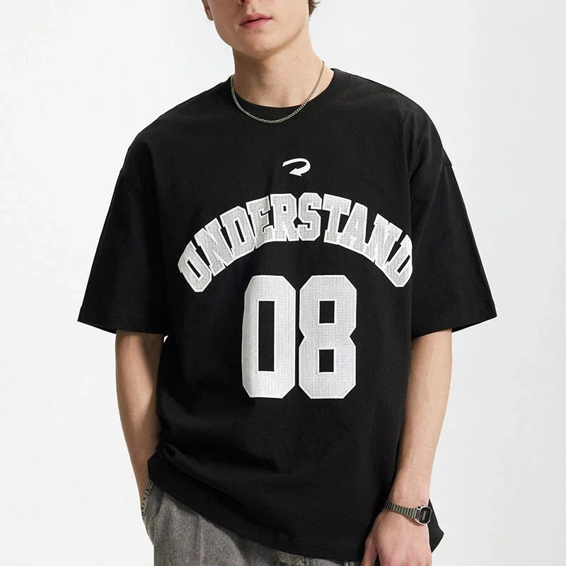 Foam Letter Printed T-shirt American Digital - VAleG