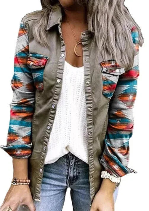 Street Hipster Plaid Single-breasted Lapel Cardigan Shirt - VAleG