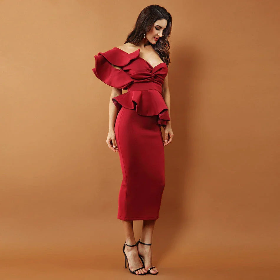 Bandage Dress Rayon Evening Party Dress Women Bodycon Sets - VAleG