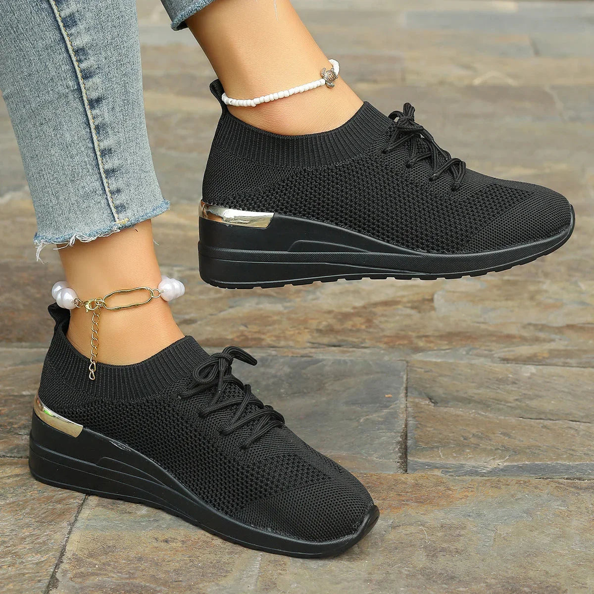 Round Head Leisure Front Lace-up Platform Shoes - VAleG