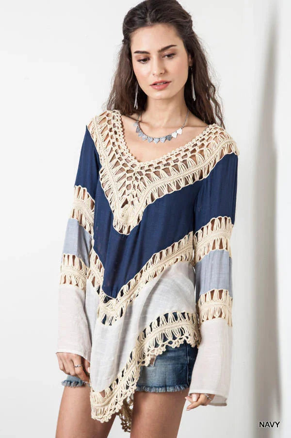 Female loose Bohemia beach blouse - VAleG