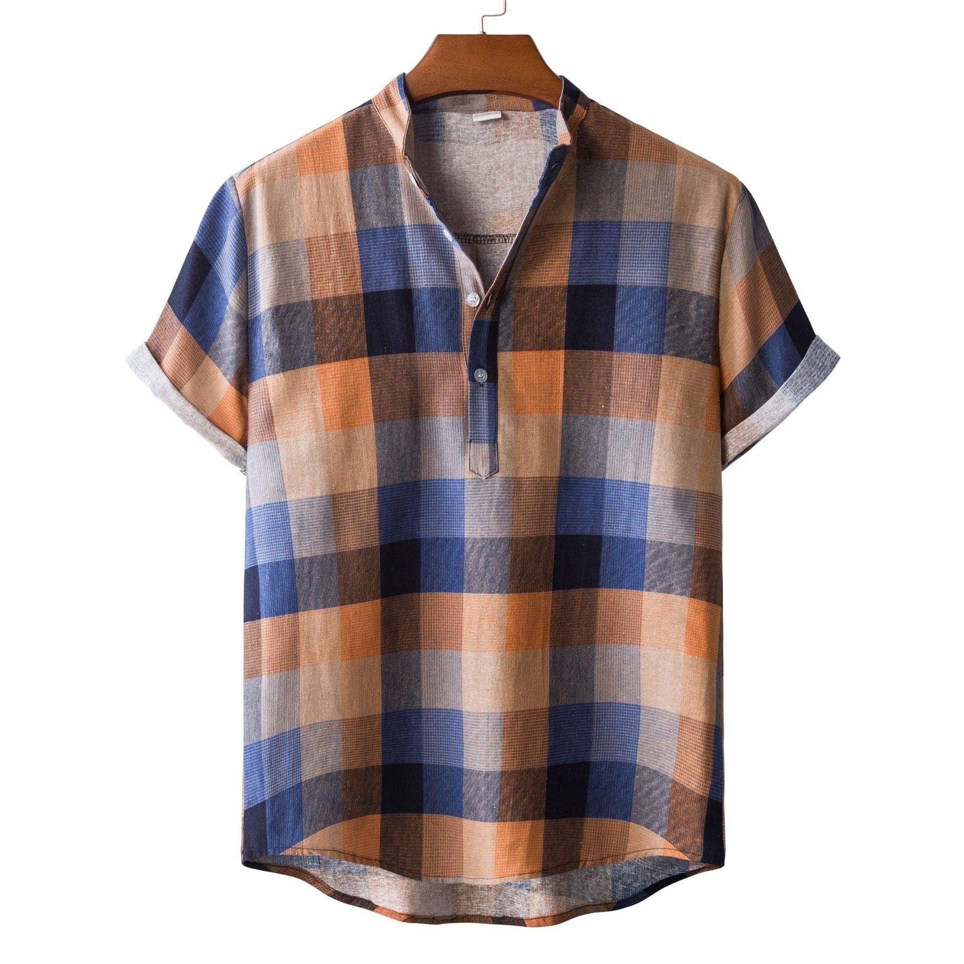 Lapel Cotton Slim-fit Printed Bamboo Shirt - VAleG