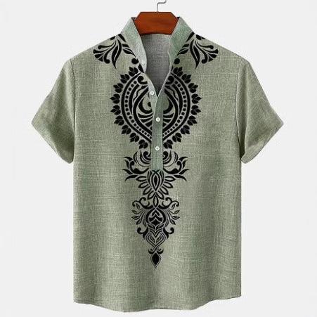 Men's Shirt Digital 3D Printing Linen Short Sleeve - VAleG