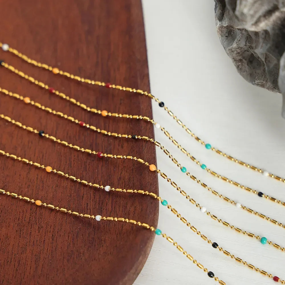 18K Gold-Plated Oil Drip Bead Necklace - VAleG