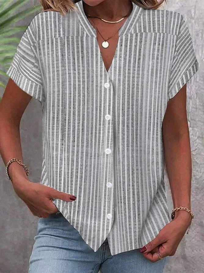 European And American New Short-sleeved Shirt Navy Style Striped Casual T-shirt - VAleG