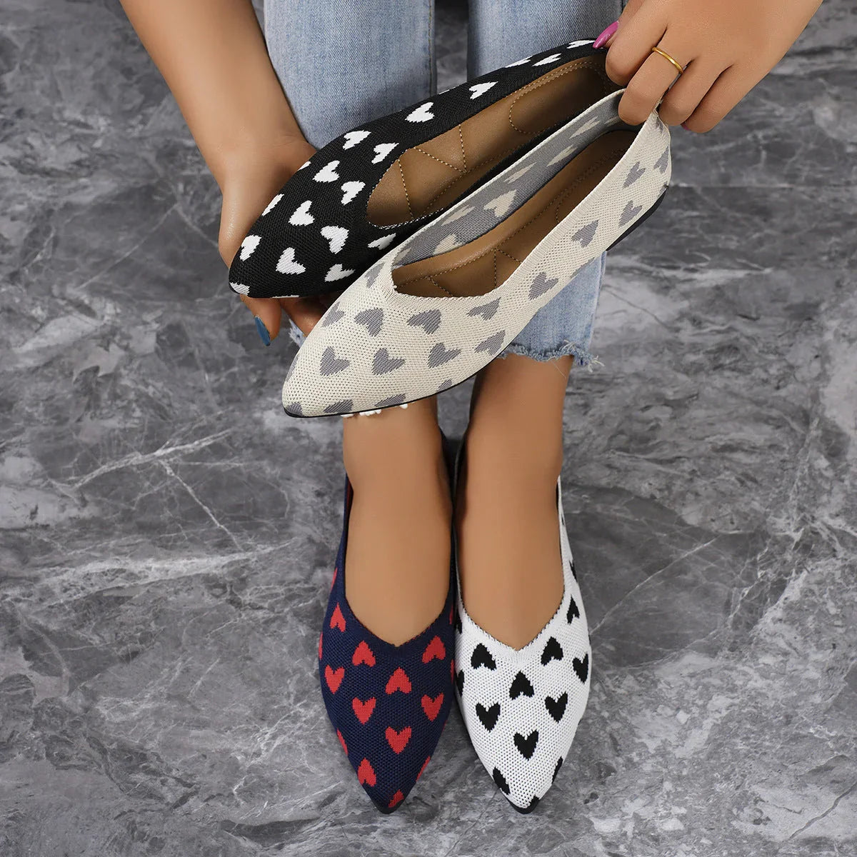 Flat Casual Shoes Light Knit Women's Shoes - VAleG