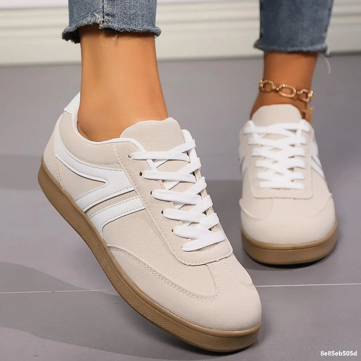 Lace-up Round Toe Flats Shoes Fashion Sports Slip On Casual Shoes For Women - VAleG