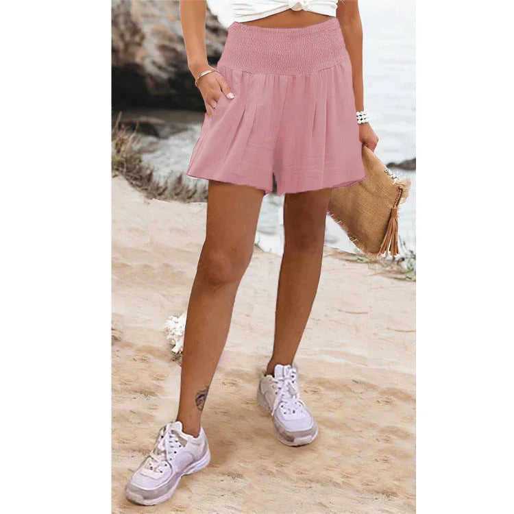European And American Solid Color High Waisted Shorts Casual Pants - VAleG