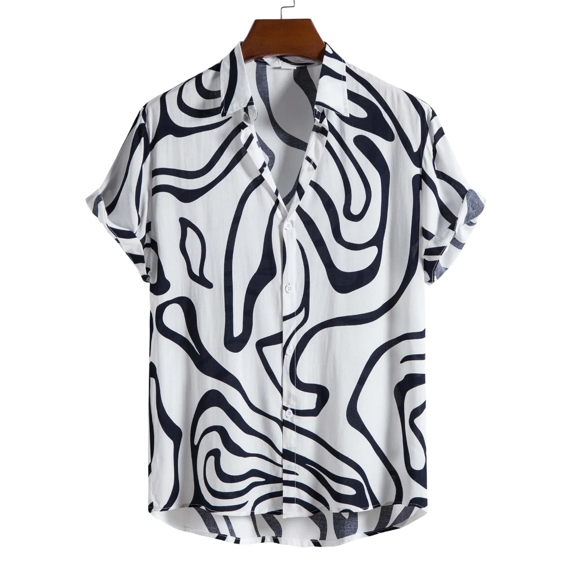 Printed Casual Men's Short-sleeved Shirt Lapel - VAleG