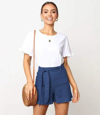 Women's pants with loose ties and high waist - VAleG