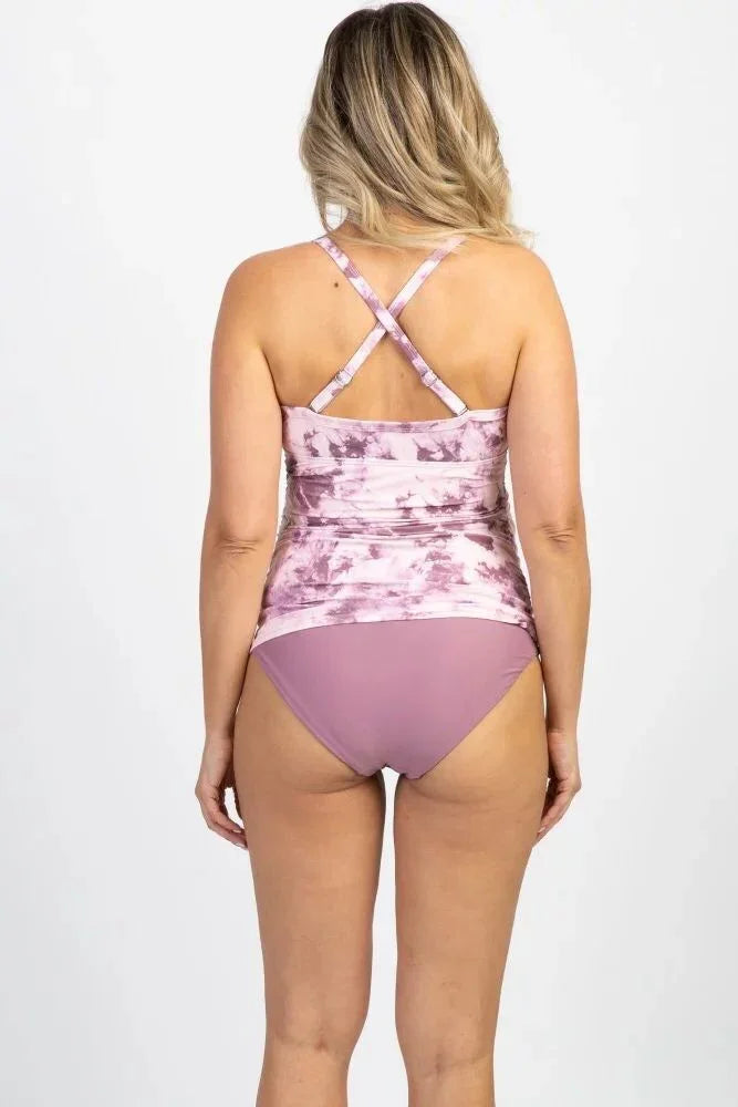 Pregnant women solid color beach swimsuit - VAleG
