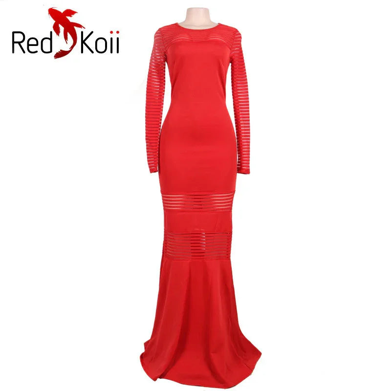 Long Slim Stripe Perspective Mermaid Dress - VAleG