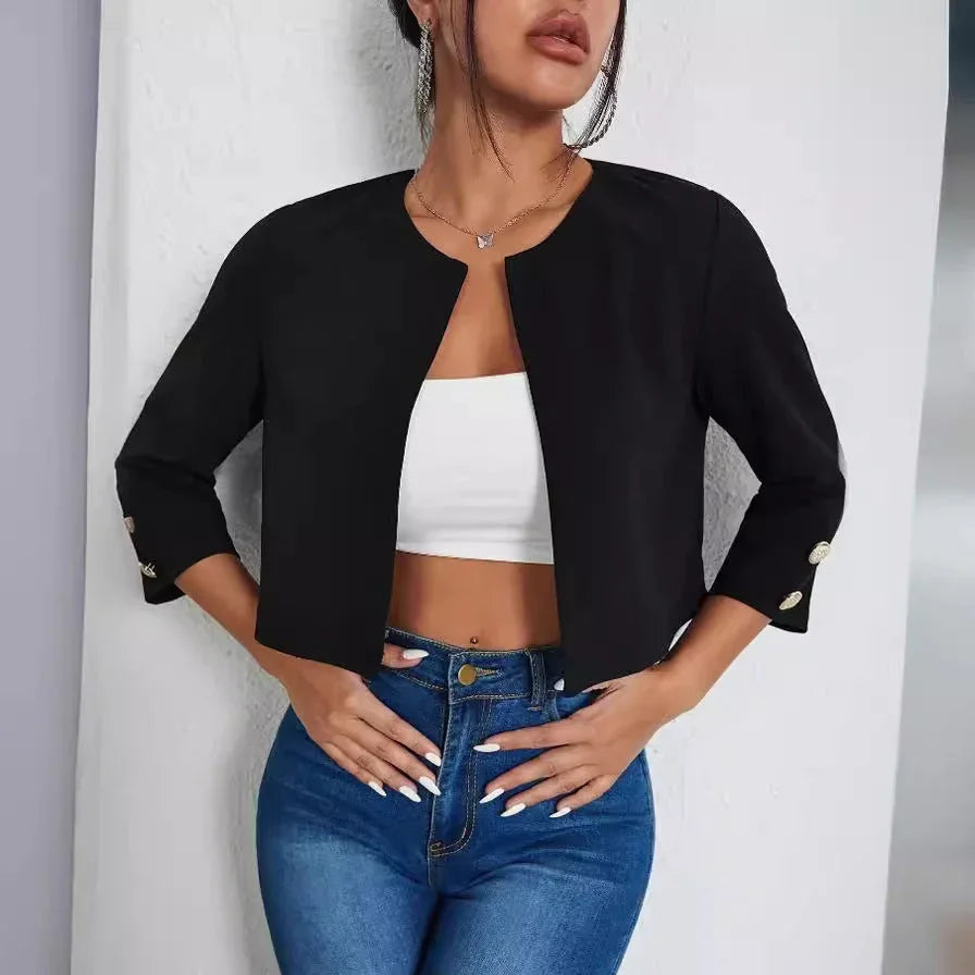 Solid Color Slit Bomber Jacket - VAleG