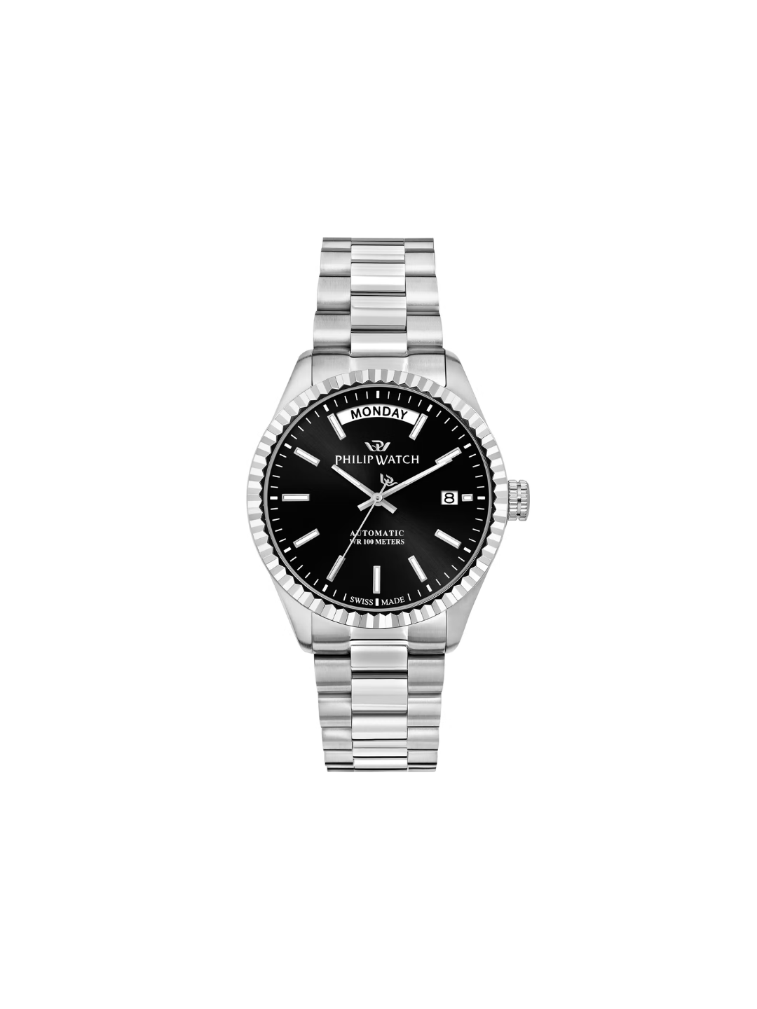 Philip Watch Caribe R8223597108 – Automatico Swiss Made Day-Date Nero 39mm Uomo