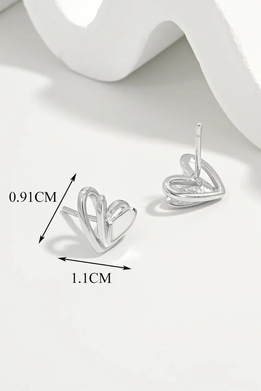 925 Sterling Silver Heart Stud Earrings - VAleG