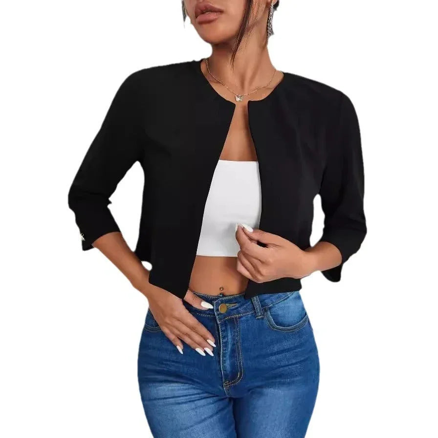Solid Color Slit Bomber Jacket - VAleG
