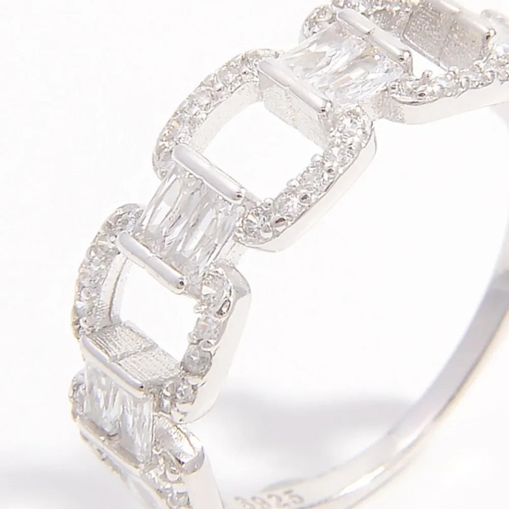 925 Sterling Silver Zircon Cutout Ring - VAleG
