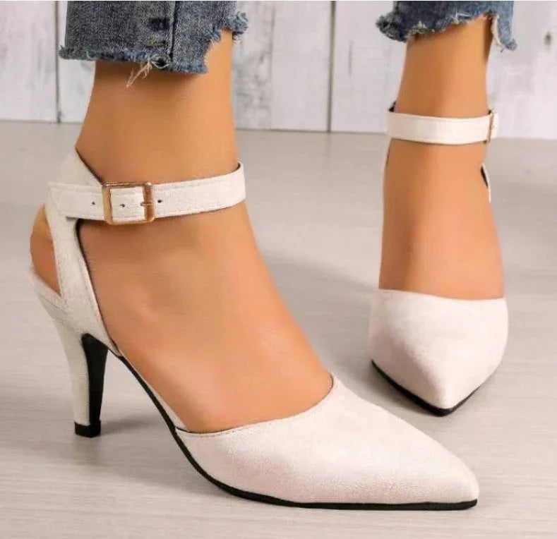 Pointed-toe Square Buckle Shoes High Heels Fashion - VAleG