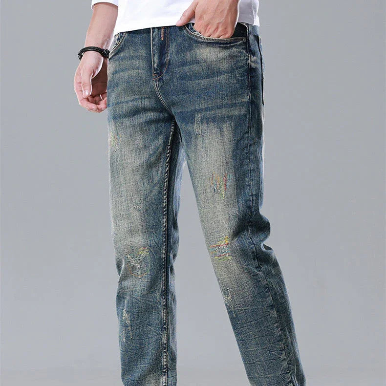 Men's Straight Slim Cotton Vintage Jeans - VAleG