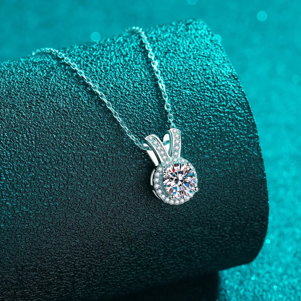 1 Carat Moissanite Rabbit Ears Shape Pendant Necklace - VAleG