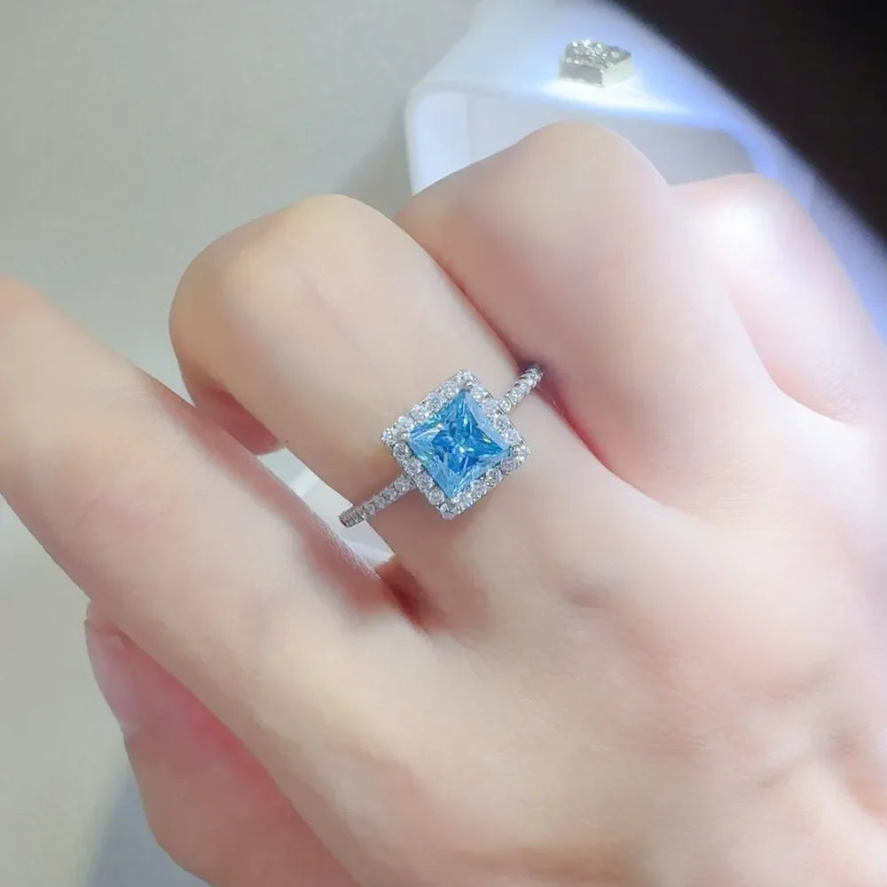 2 Carat Moissanite 925 Sterling Silver Square Shape Ring - VAleG