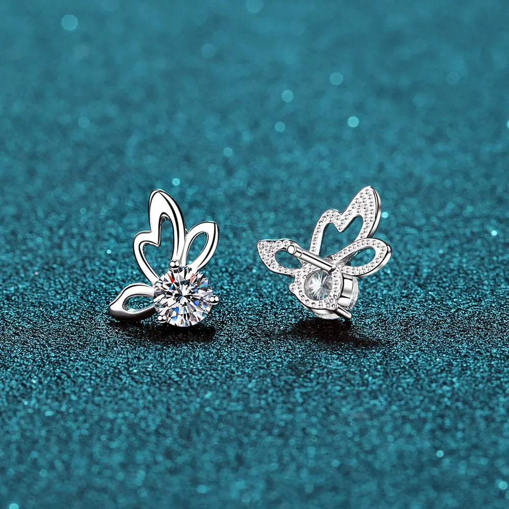 1 Carat Moissanite Butterfly Shape Earrings - VAleG