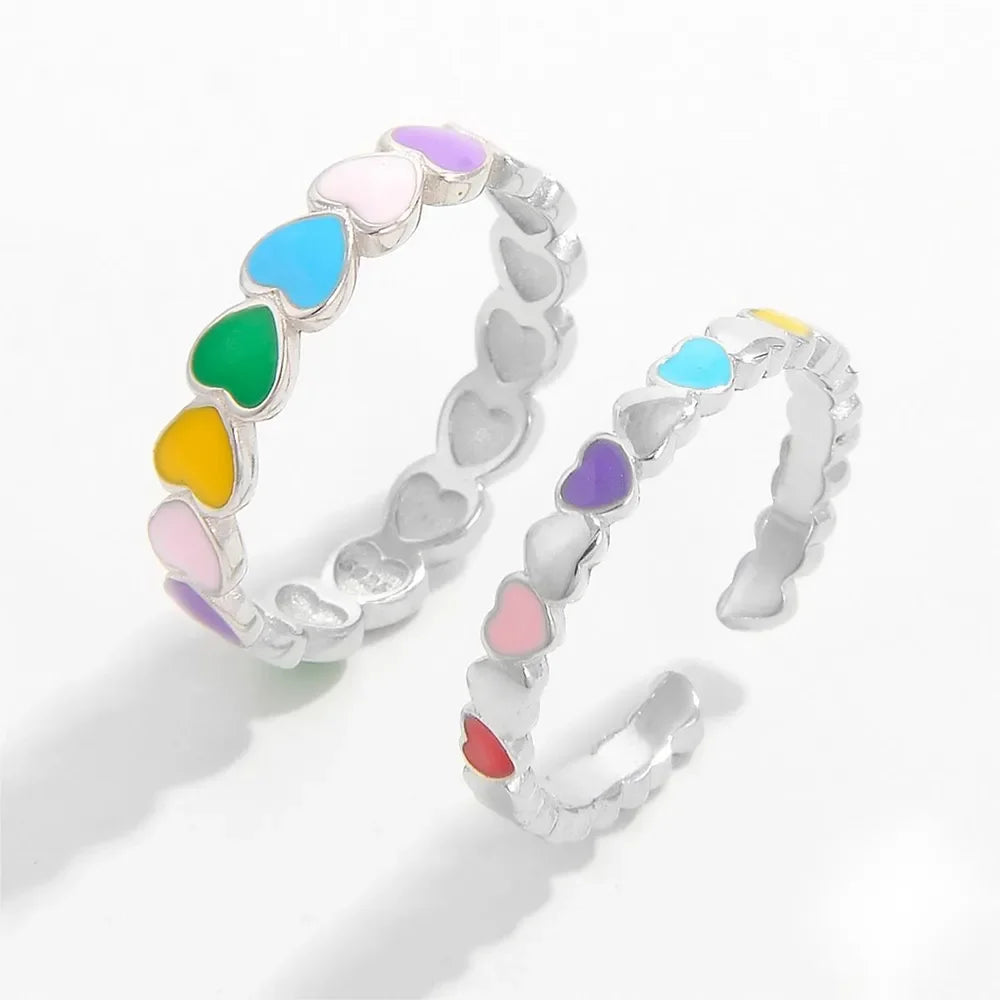 925 Sterling Silver Drip Oil Heart Ring - VAleG