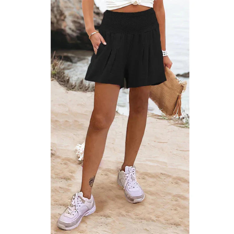 European And American Solid Color High Waisted Shorts Casual Pants - VAleG