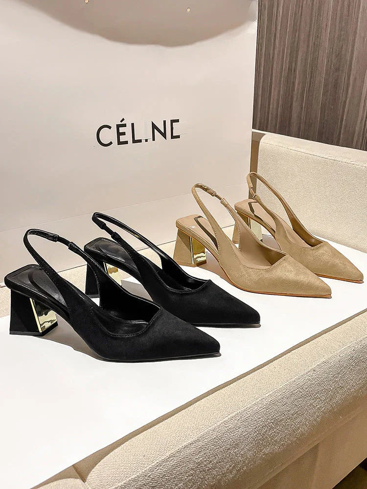 Pointed-toe Skinny Suede High Heel Pumps - VAleG