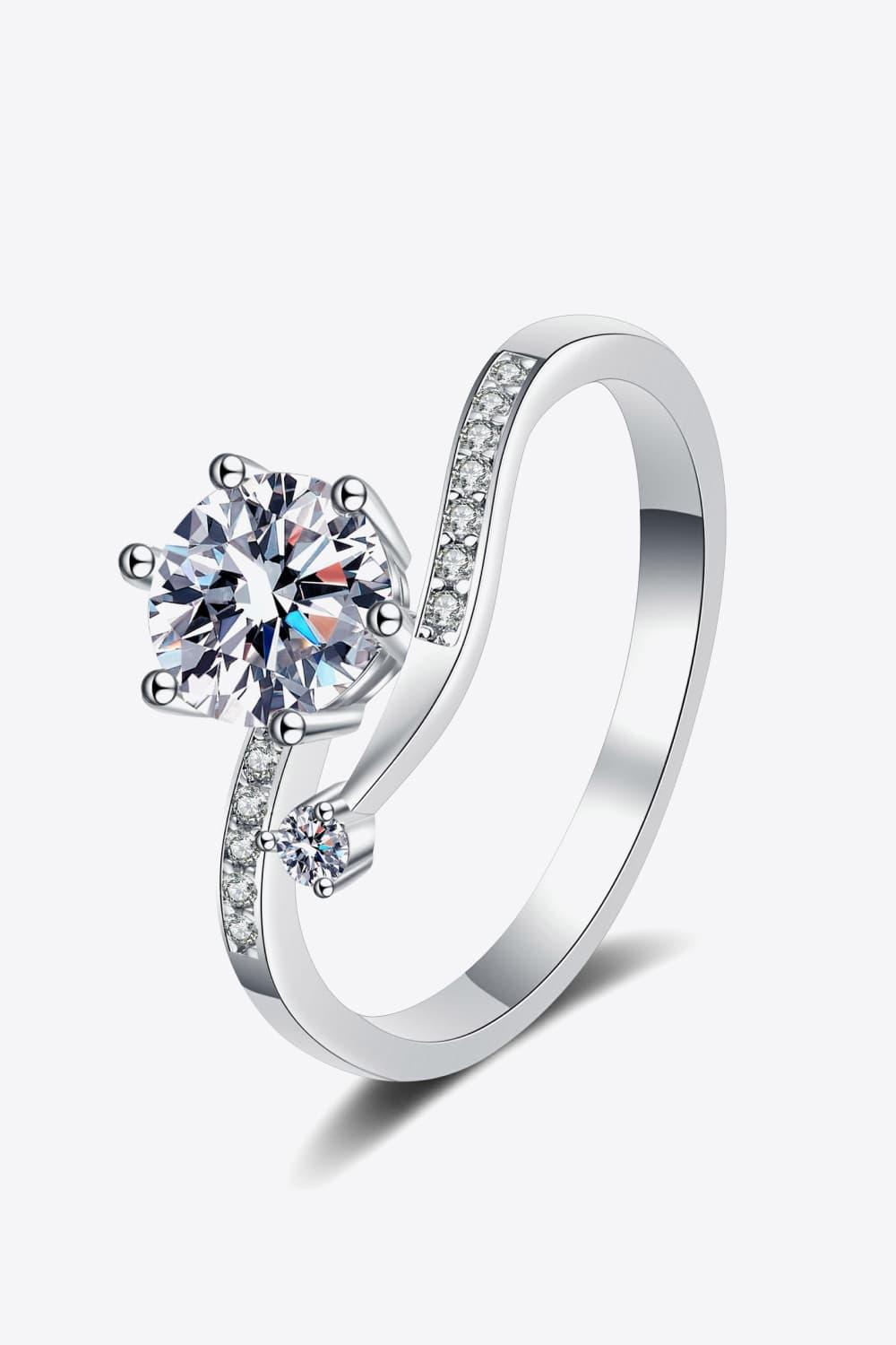 1 Carat Moissanite 925 Sterling Silver Bypass Ring - VAleG