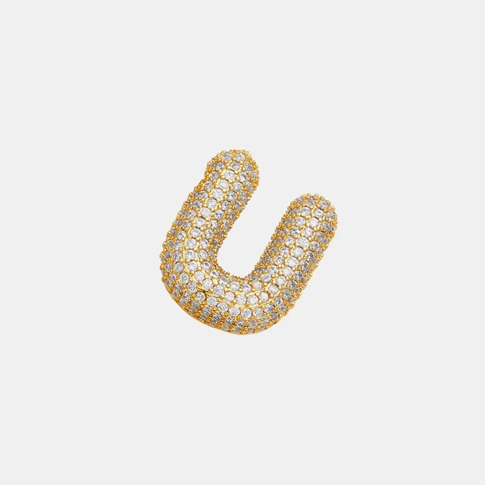 Inlaid Zircon Bubble Initial Necklace - VAleG