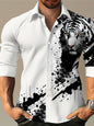 Color Matching Bamboo Linen Printed Men's Shirt VAleG