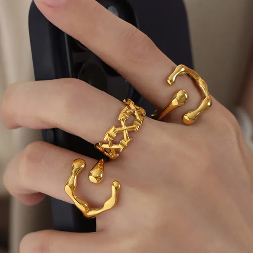 18K Gold-Plated Irregular Open Ring - VAleG