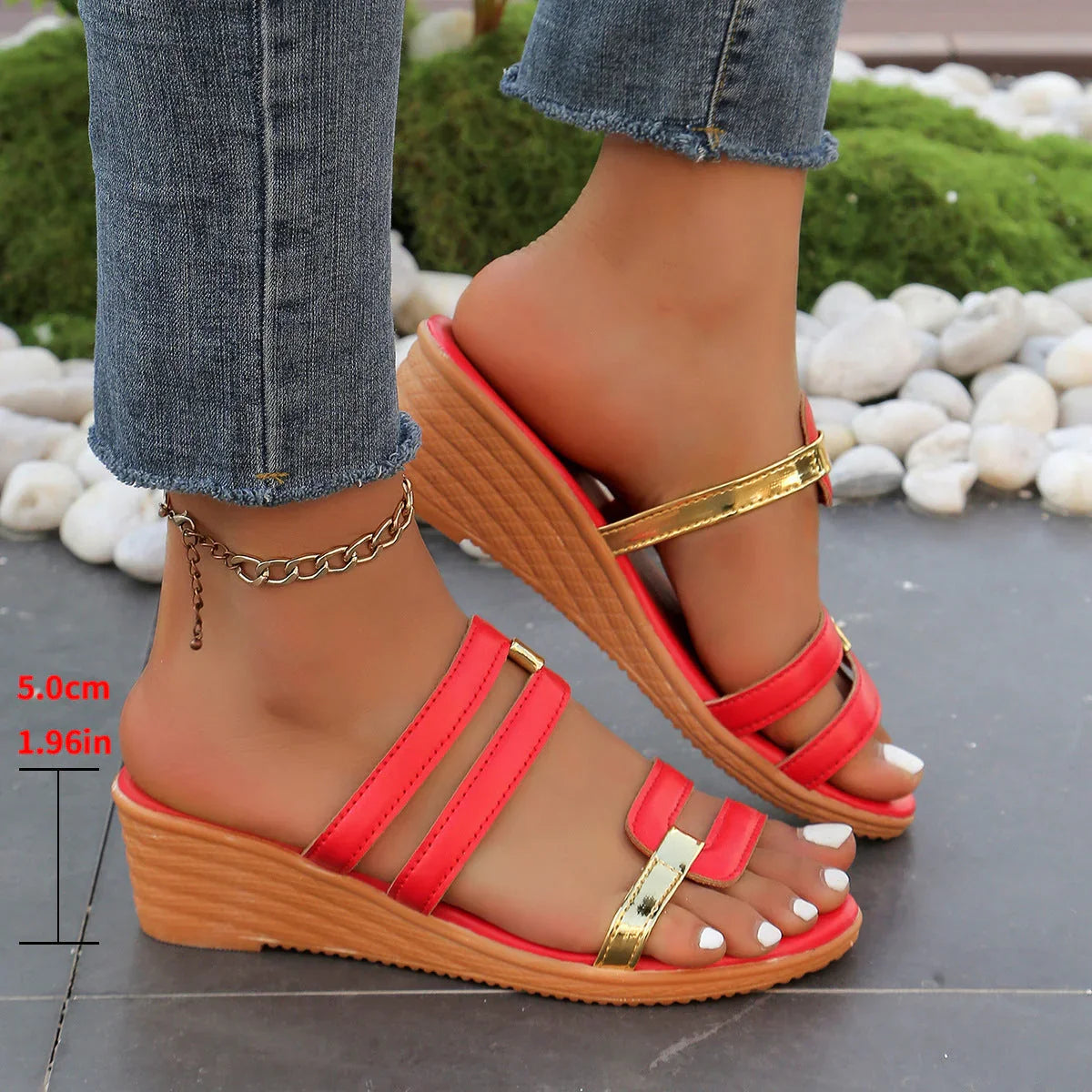 Women's Wedge Plus Size Slippers - VAleG