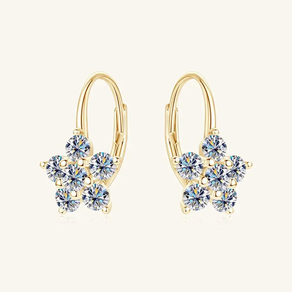 1.2 Carat 925 Sterling Silver Moissanite Flower Huggie Earrings - VAleG