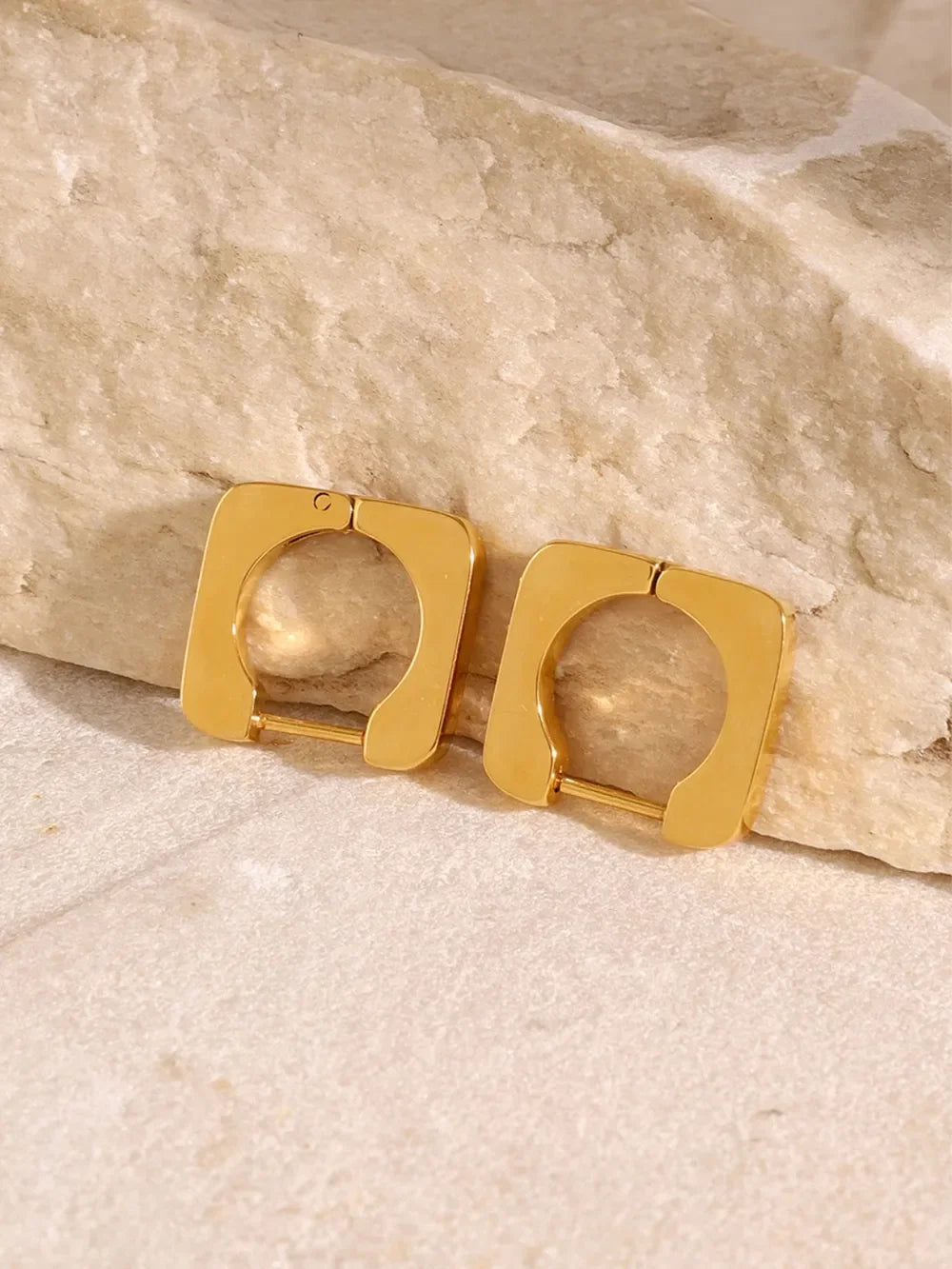 18K Gold-Plated Stainless Steel Square Earrings - VAleG