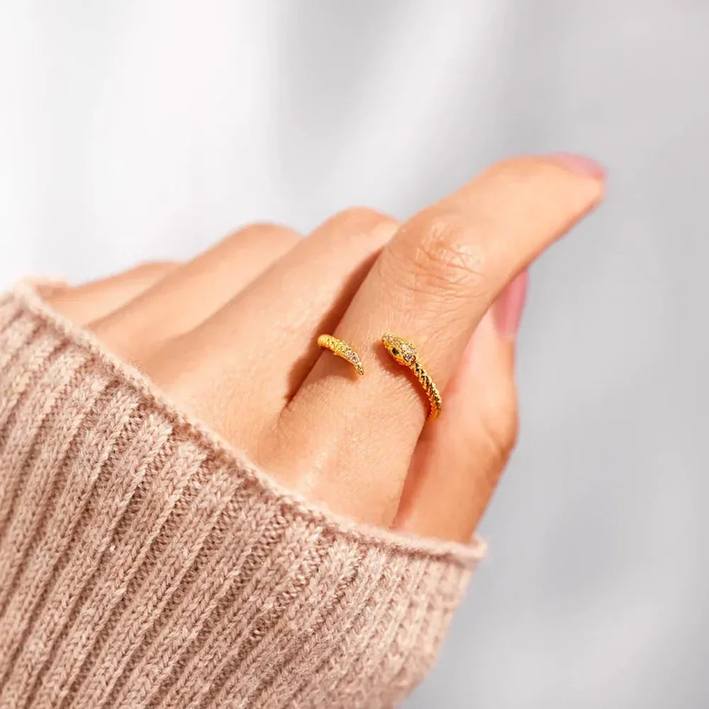 Snake Shape 18K Gold-Plated Bypass Ring - VAleG