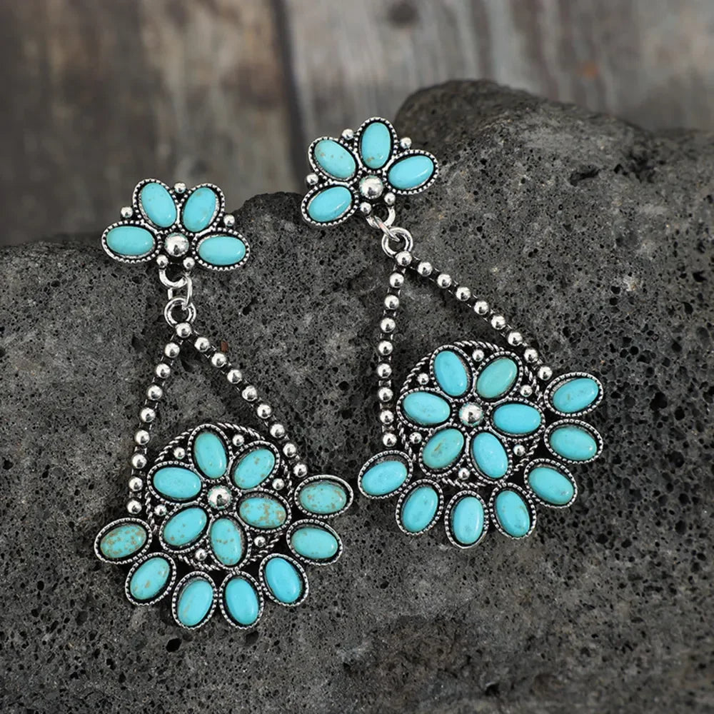 Artificial Turquoise Teardrop Earrings - VAleG