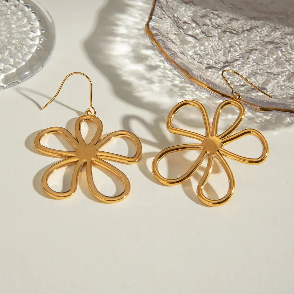 18K Gold-Plated Flower Earrings - VAleG