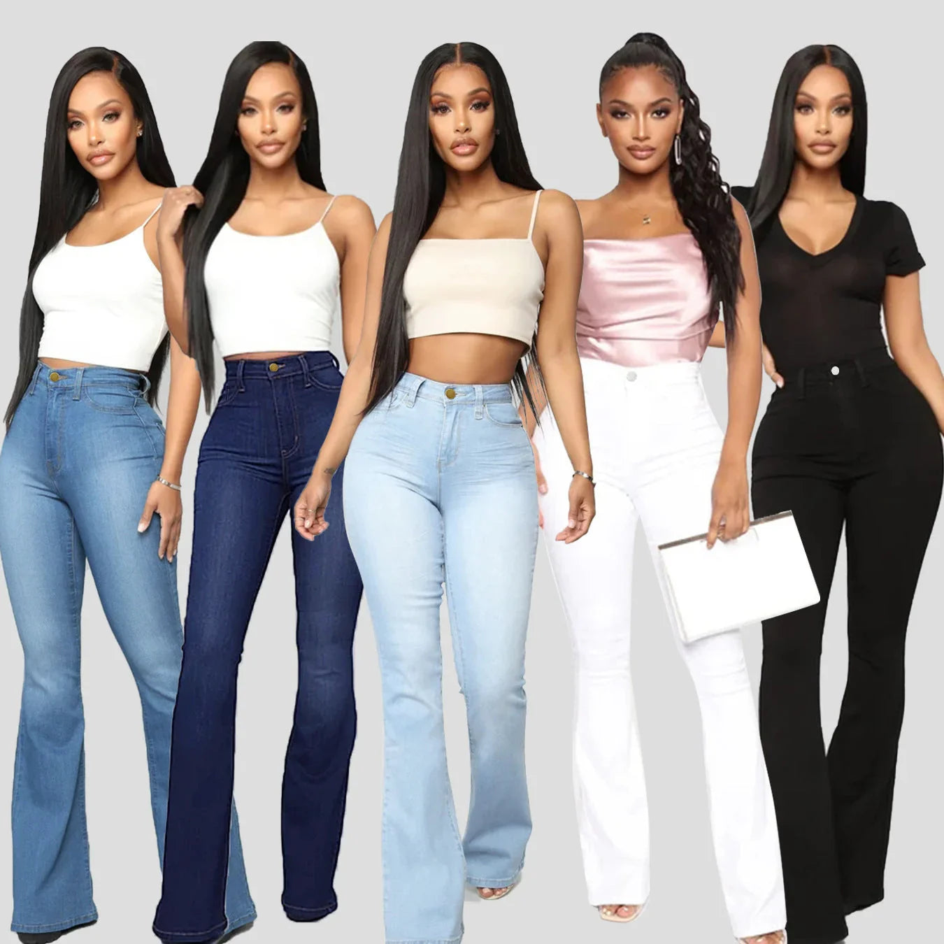 Women's Classic High Waist Slim Denim Horseshoe Pants - VAleG